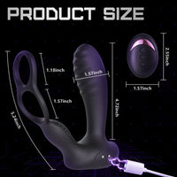 10 Vibration Remote Control Anal Plug with Dual Cock Rings