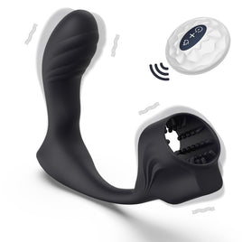 Heating Vibrator Prostate Massager With Penis Sleeve Anal Butt Plug Remote Masturbation Male Cock Ring Sex Toys For Men Couple